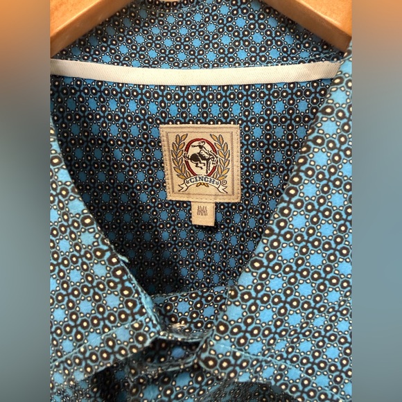 Cinch Blue Print Long Sleeve Button-front Dress Shirt Medium - Picture 8 of 9